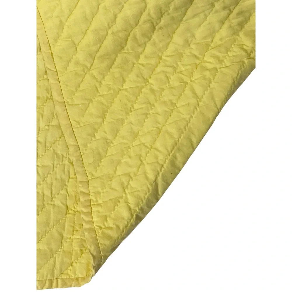 Vintage Handmade Pansy Quilt Hand Embroidered Twin Full Yellow 64x82